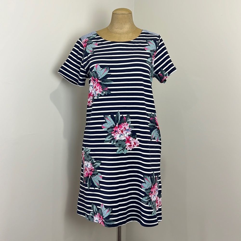 JOULES | Short Sleeve Stripe/Floral Chambray Dress